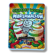 Load image into Gallery viewer, Sprinklez Gummy Worm Marshmallow 3.5G Mylar sticker Bags -With stickers and label
