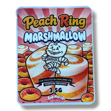 Load image into Gallery viewer, Sprinklez Peach Ring Marshmallow 3.5G Mylar sticker Bags -With stickers and label
