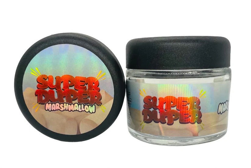 Super Duper Marshmallow Sprinklez 3.5g Glass Jars with Holographic Stickers Child Resistant jar
