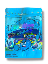 Load image into Gallery viewer, Blue Raspberry Zour Punch 1 OZ  28G empty Mylar bag 1 ounce (50 Count)
