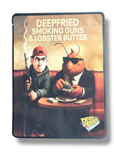 Load image into Gallery viewer, Deep Fried Smoking Guns &amp; Lobster Butte Sticker Bag 1 OZ 28G empty Mylar bag 1-ounce

