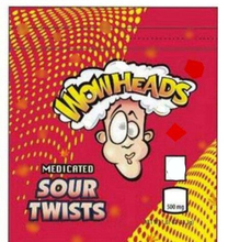 Load image into Gallery viewer, Wow Heads Sour Twist  500mg Mylar bags packaging only
