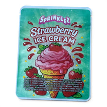 Load image into Gallery viewer, Sprinklez Strawberry Ice Cream 3.5G Mylar sticker Bags -With stickers and label
