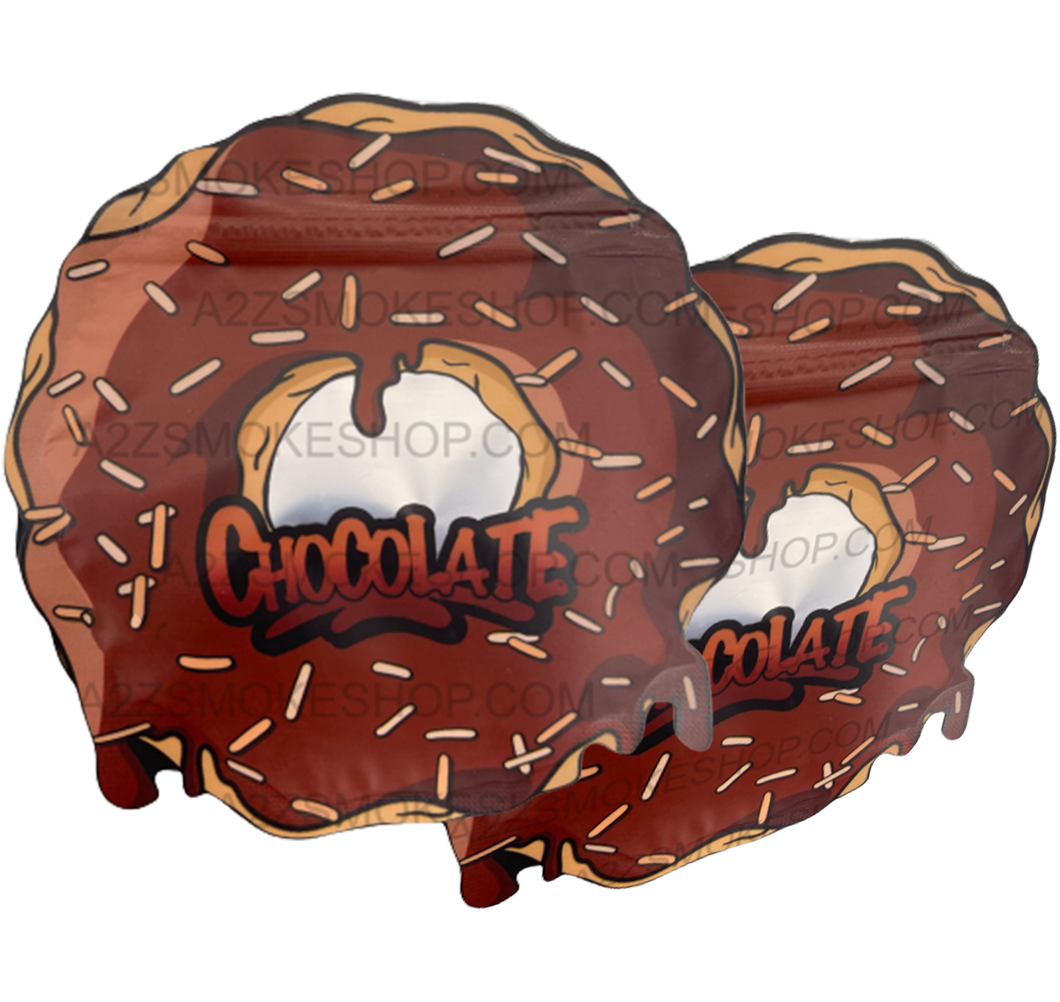 Chocolate Donut cut out Mylar zip lock bag 3.5G
