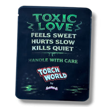 Load image into Gallery viewer, Torch World Toxic Love 3.5G Mylar sticker Bags -With stickers and label
