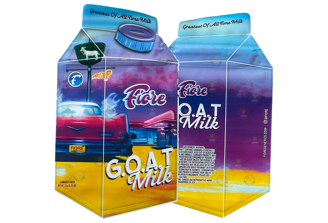 Goat Milk Mylar Bag  3.5g Fiore cut out Glossy