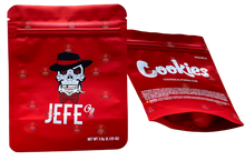 Load image into Gallery viewer, Cookies Jefe OG Mylar Bags 3.5 Grams Smell Proof Resealable Bags w/ Holographic Authenticity Stickers
