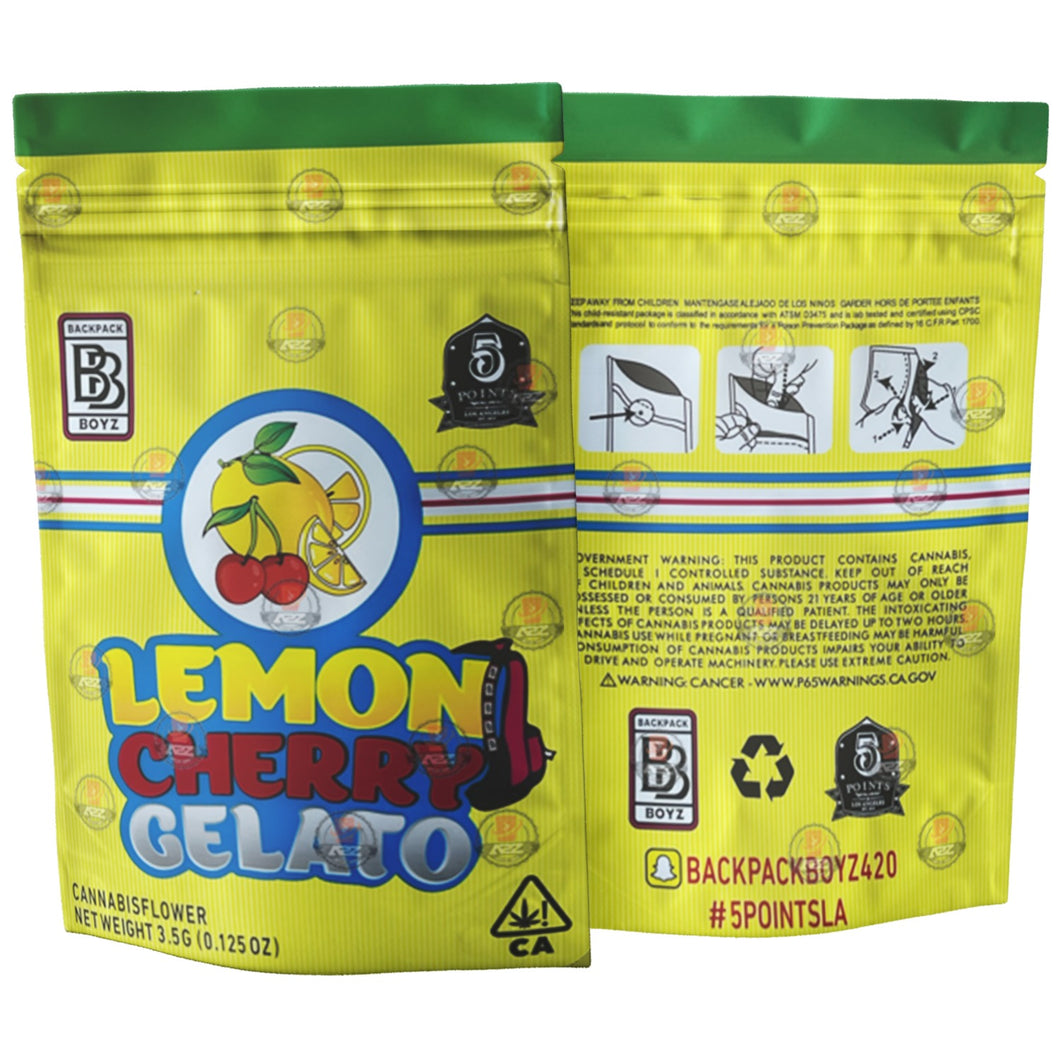 Lemon Cherry Gelato Mylar Bags | Backpack Boyz 3.5g – Black