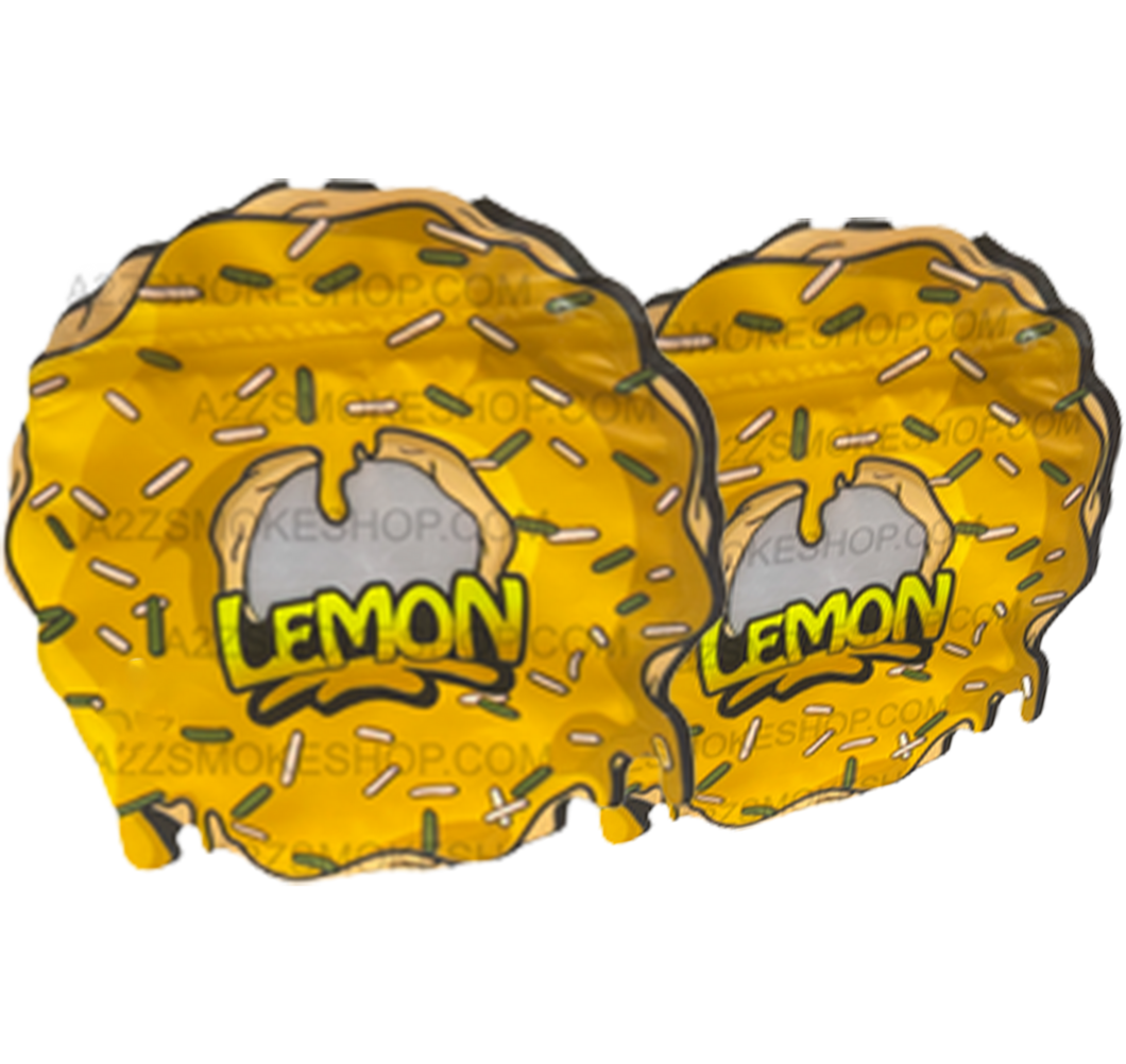 Lemon Donut cut out Mylar zip lock bag 3.5G