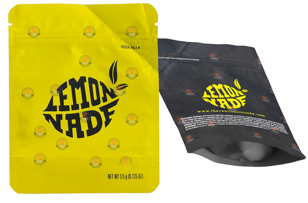 Cookies Lemonade Mylar Bags 3.5 Grams Smell Proof Resealable Bags w/ Holographic Authenticity Stickers