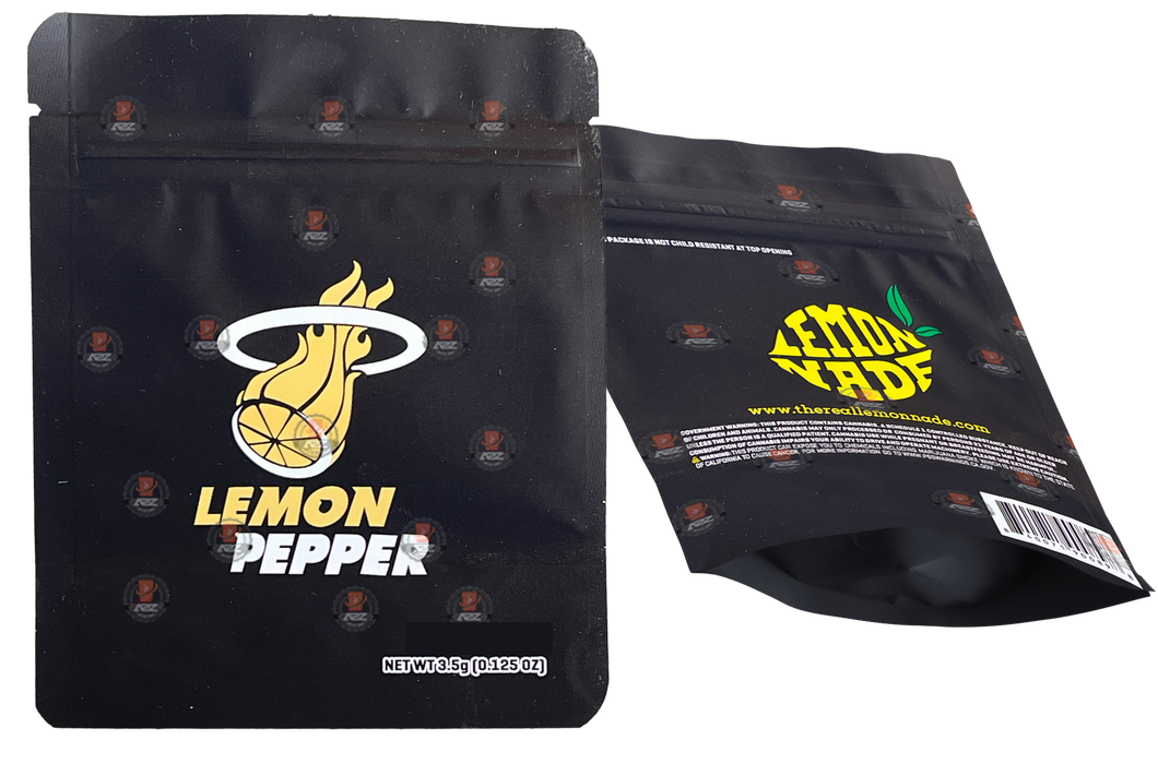 Cookies Lemon Pepper Mylar Bags 3.5 Grams Smell Proof Resealable Bags w/ Holographic Authenticity Stickers