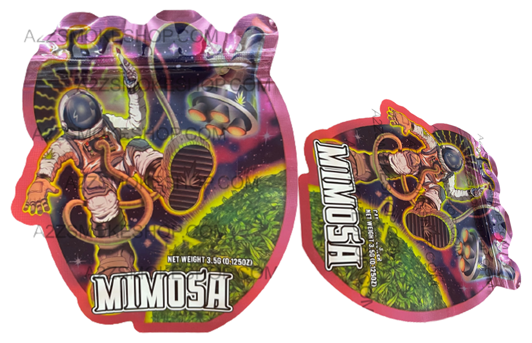 Mimosa Cut Out Mylar Bags 3.5g Die cut
