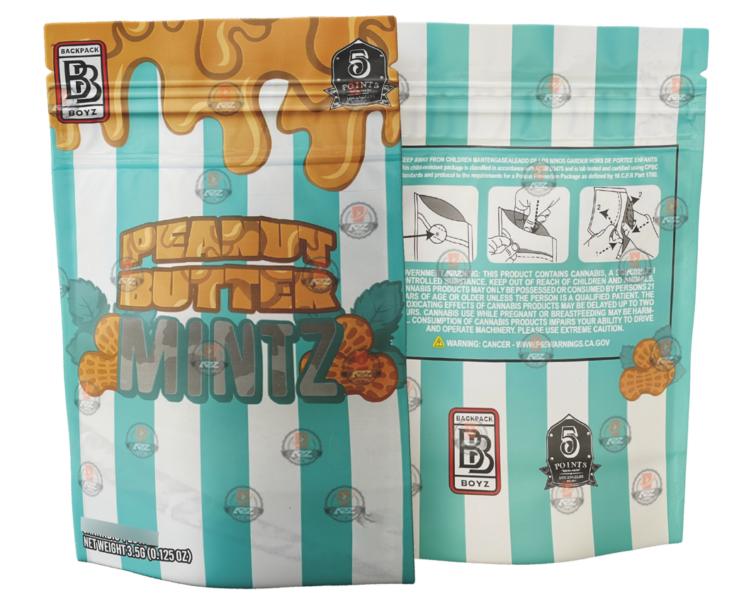 PEANUT BUTTER MINTZ backpack boyz empty Mylar bags