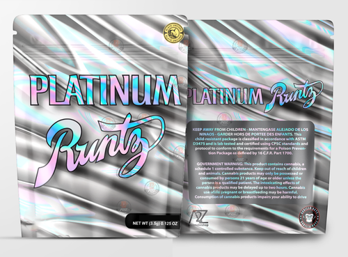 Platinum Runtz Holographic Mylar bag 3.5g - Black Unicorn - Packaging only
