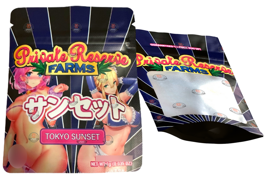 Private Reserve Tokyo Sunset 1 Gram Mylar bags with window - Packaging Only