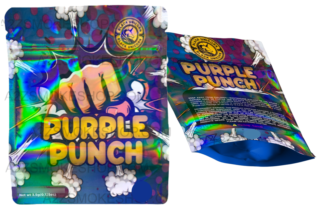 Black Unicorn-Purple Punch Holographic Mylar bag 3.5g