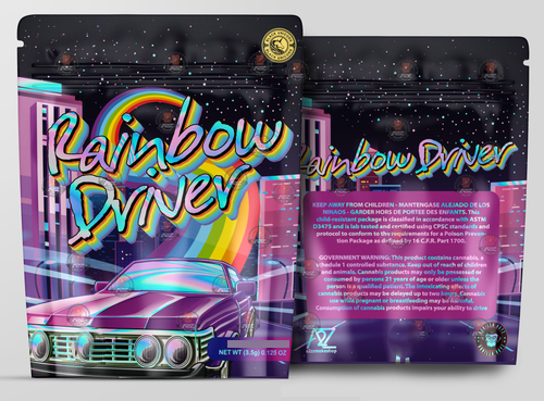 Rainbow Driver Holographic Mylar bag 3.5g - Black Unicorn - Packaging only