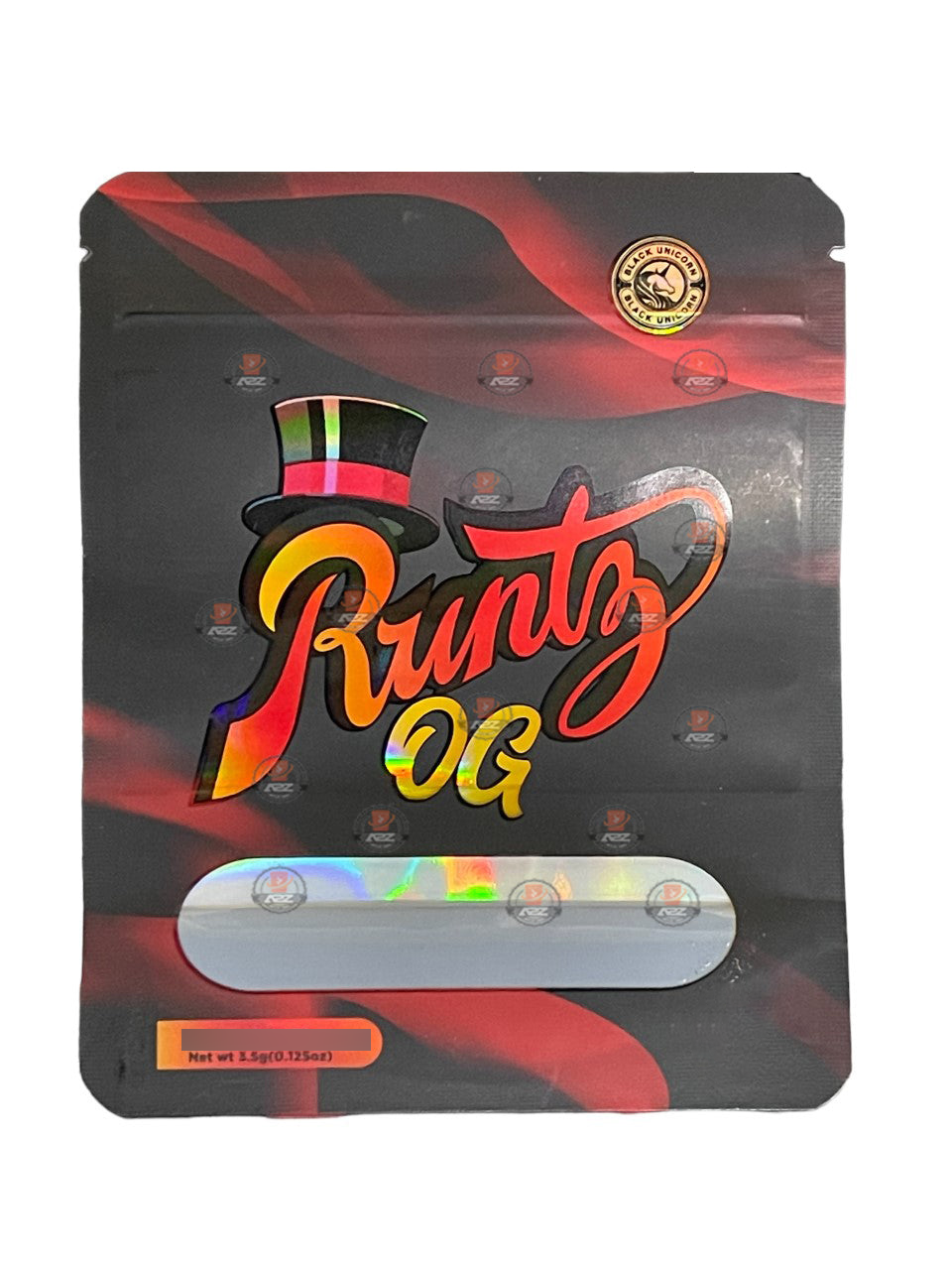 Runtz OG Holographic Mylar bag 3.5g - Black Unicorn - Packaging only