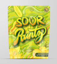 Load image into Gallery viewer, Sour Runtz Holographic Mylar bag 3.5g - For Flower- Black Unicorn
