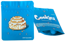 Load image into Gallery viewer, Cookies Sticky Buns Mylar Bags 3.5 Grams Smell Proof Resealable Bags w/ Holographic Authenticity Stickers and Label
