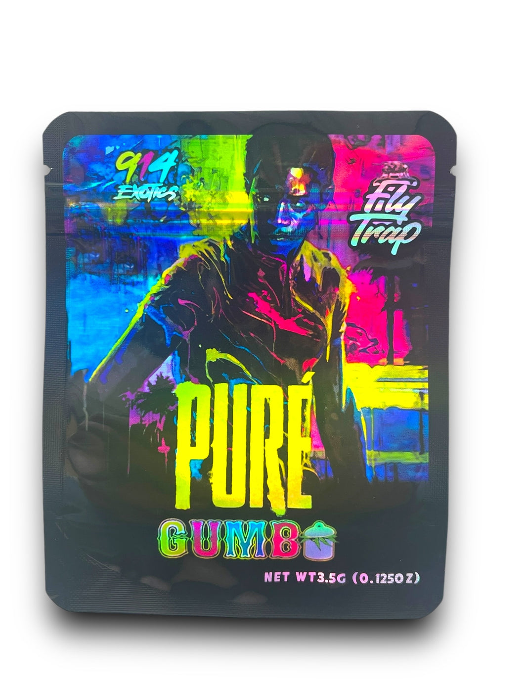 Pure Gumbo 3.5g Mylar Bag Holographic Fly Trap 914 Exotics