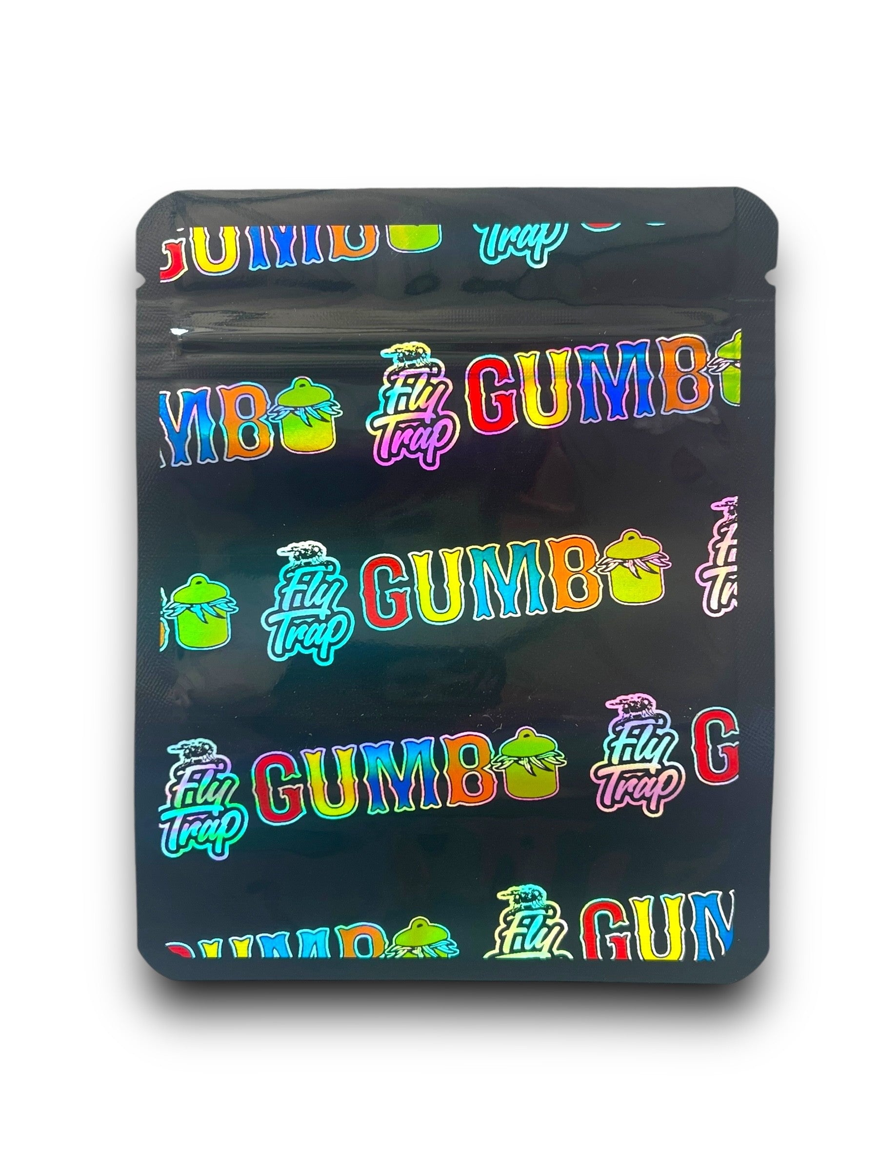 Gumbo Feet UP 420 3.5g Mylar Bag Holographic Fly Trap – Black