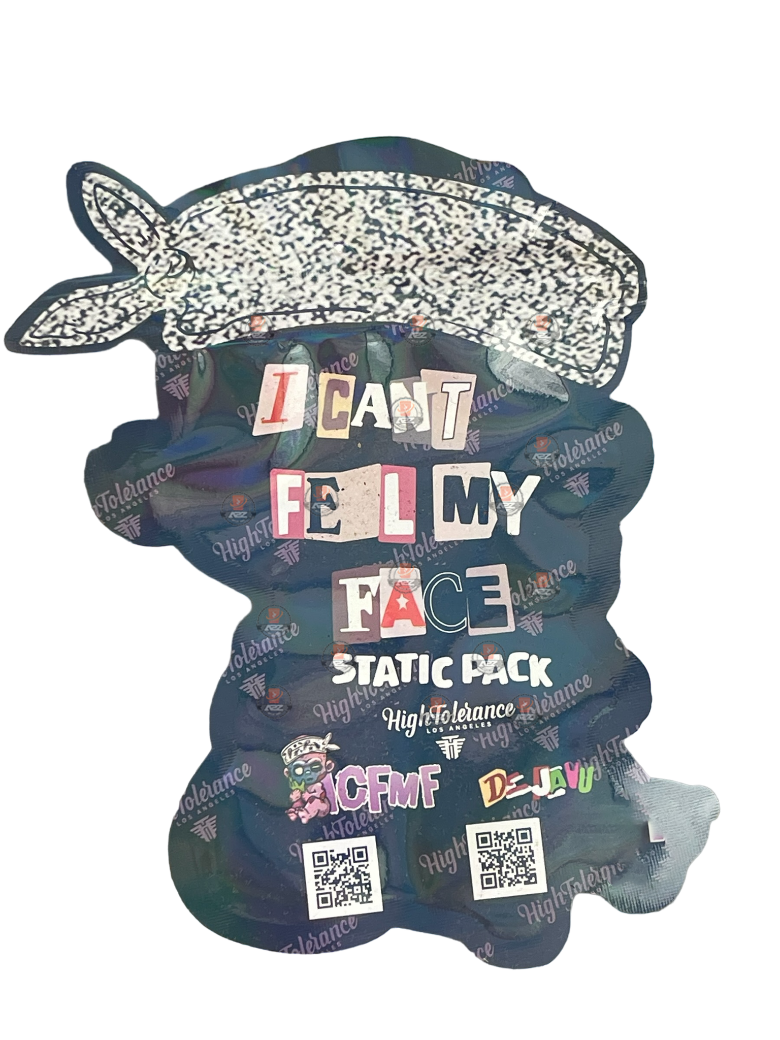 Static Pack Baby I Can't Feel My Face Cut Out Mylar Bags 3.5