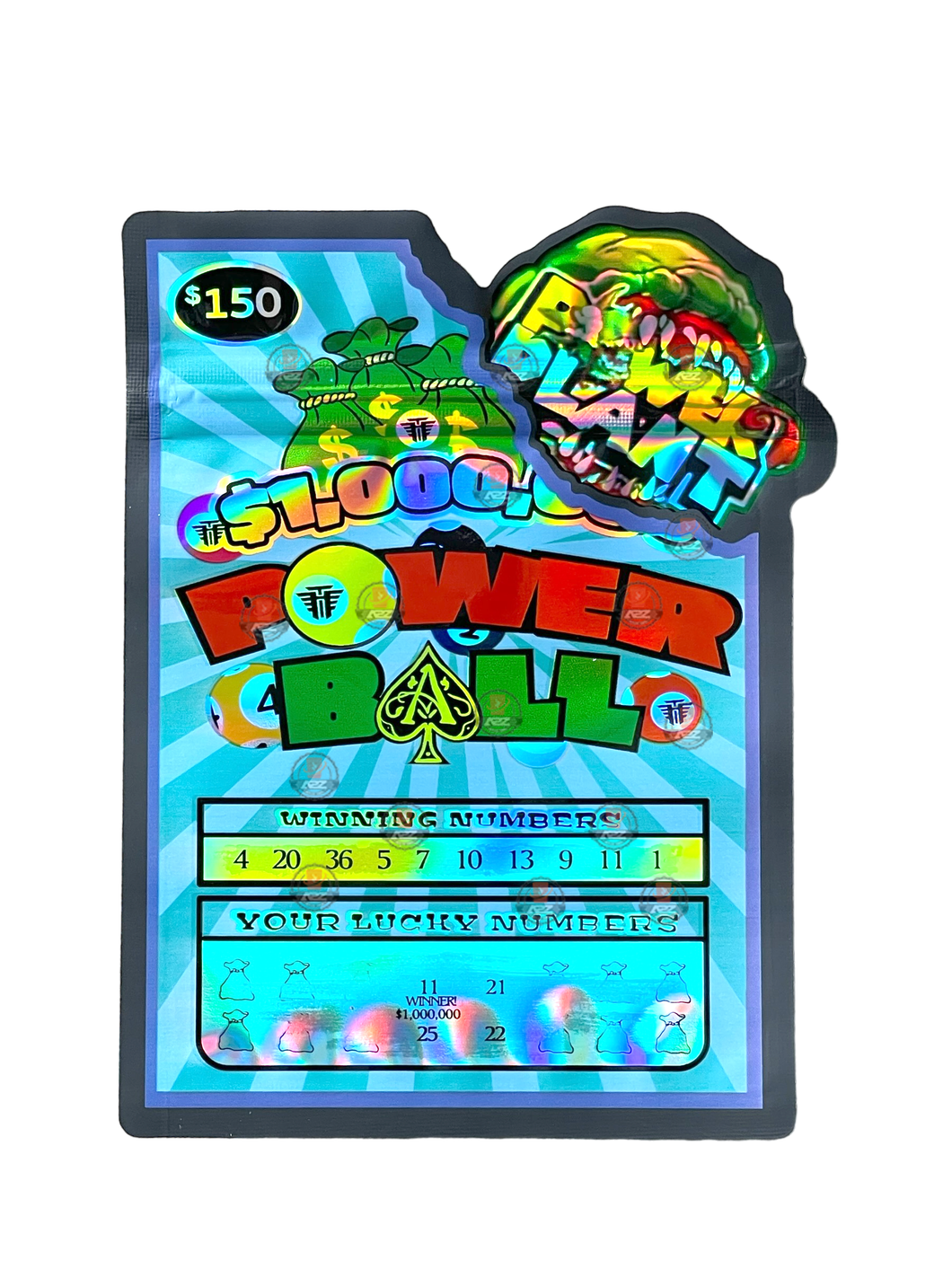 Power Ball Cut Out Mylar Bags 3.5g Holographic