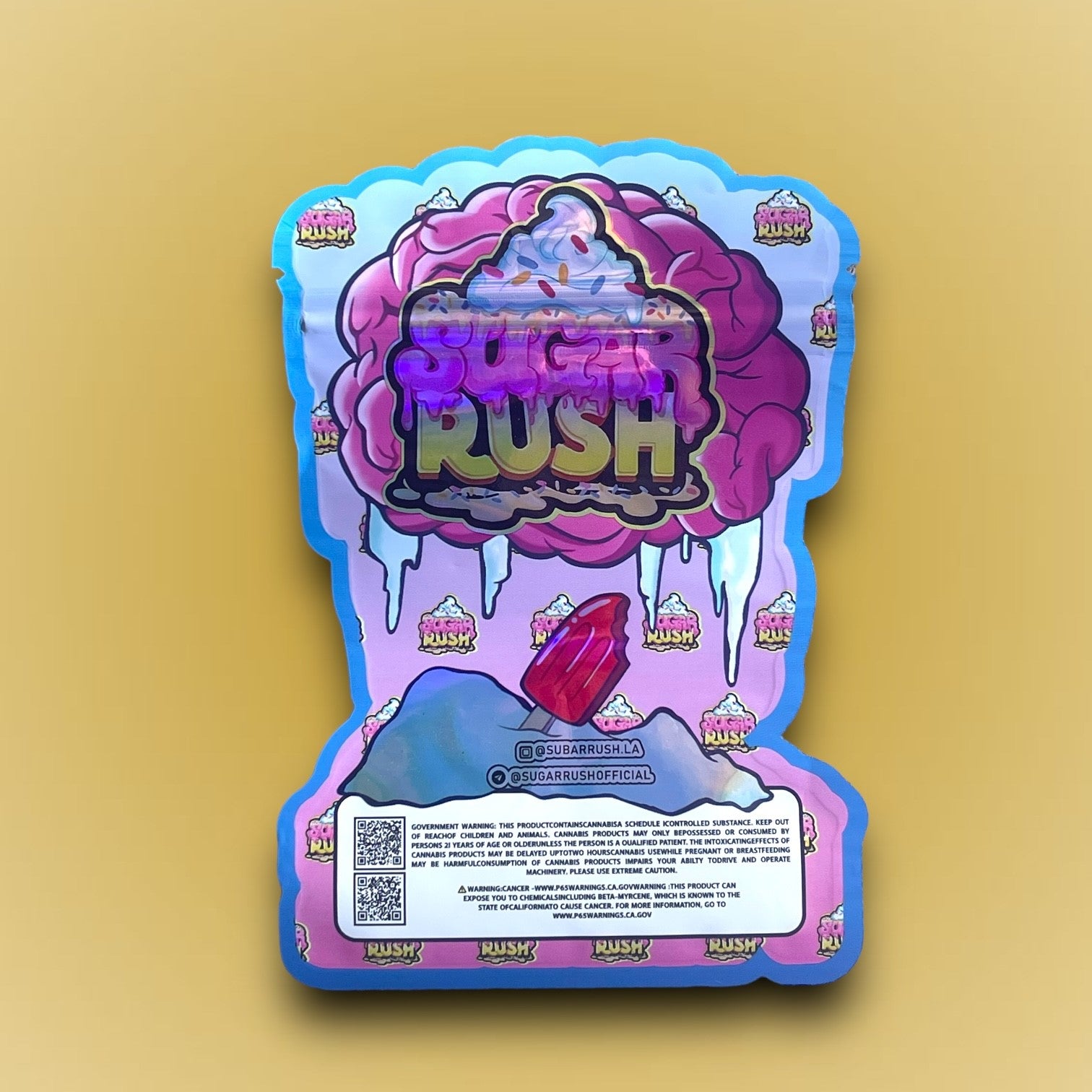 Sugar Rush Brain Freeze 3.5G Mylar Bags- Holographic