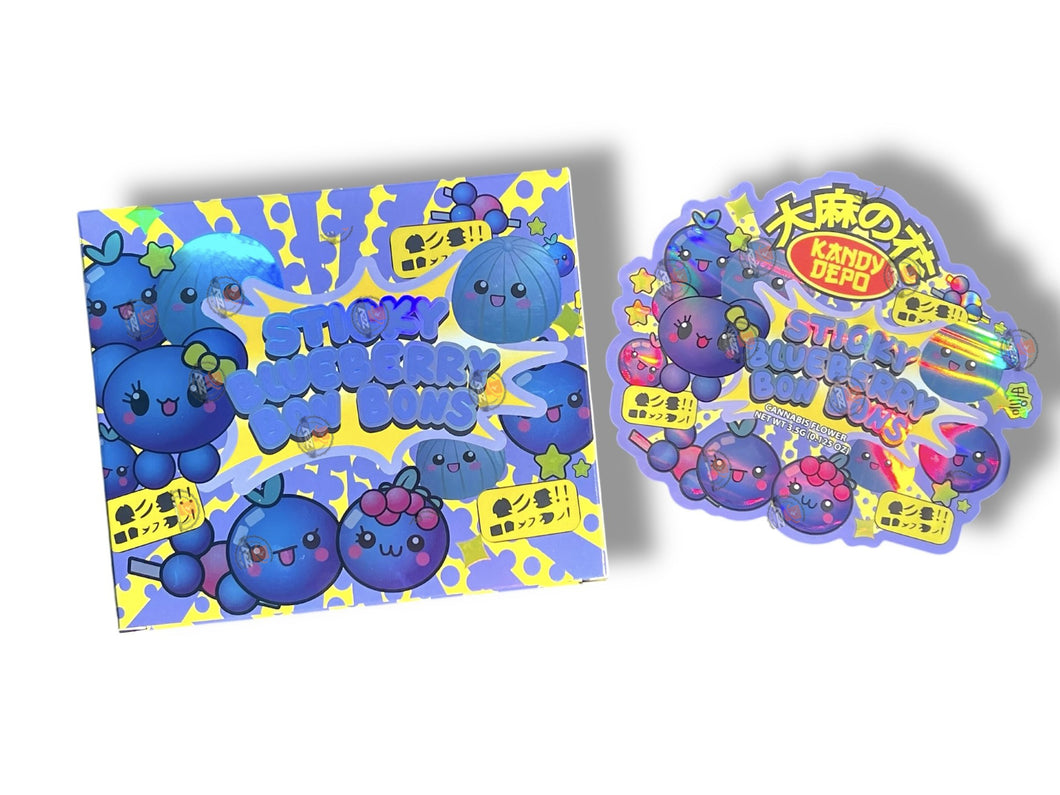 Kandy Depo Sticky Blueberry Bon Bons Mylar Bags with Boxes 3.5g Box Packaging Holographic