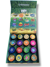Load image into Gallery viewer, Whole Melt Tropical 1oz Glass Jars - Varity Pack 16 Strains in box Empty Jars
