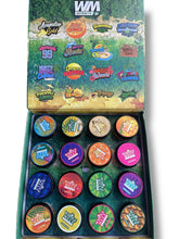 Load image into Gallery viewer, Whole Melt Tropical 1oz Glass Jars - Varity Pack 16 Strains in box Empty Jars
