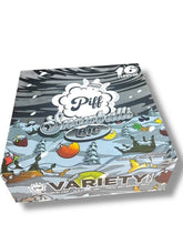 Load image into Gallery viewer, Piff Snowballs Big 16-1oz Plastic Jars - Varity Pack 16 Flavors in box 1 pound with outer box Empty plastic Jars

