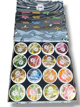 Load image into Gallery viewer, Piff Snowballs Big 16-1oz Plastic Jars - Varity Pack 16 Flavors in box 1 pound with outer box Empty plastic Jars
