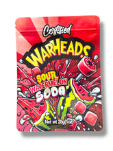 Load image into Gallery viewer, Warheads Sour watermelon Soda 1OZ 28G Mylar Bag (50 Count)
