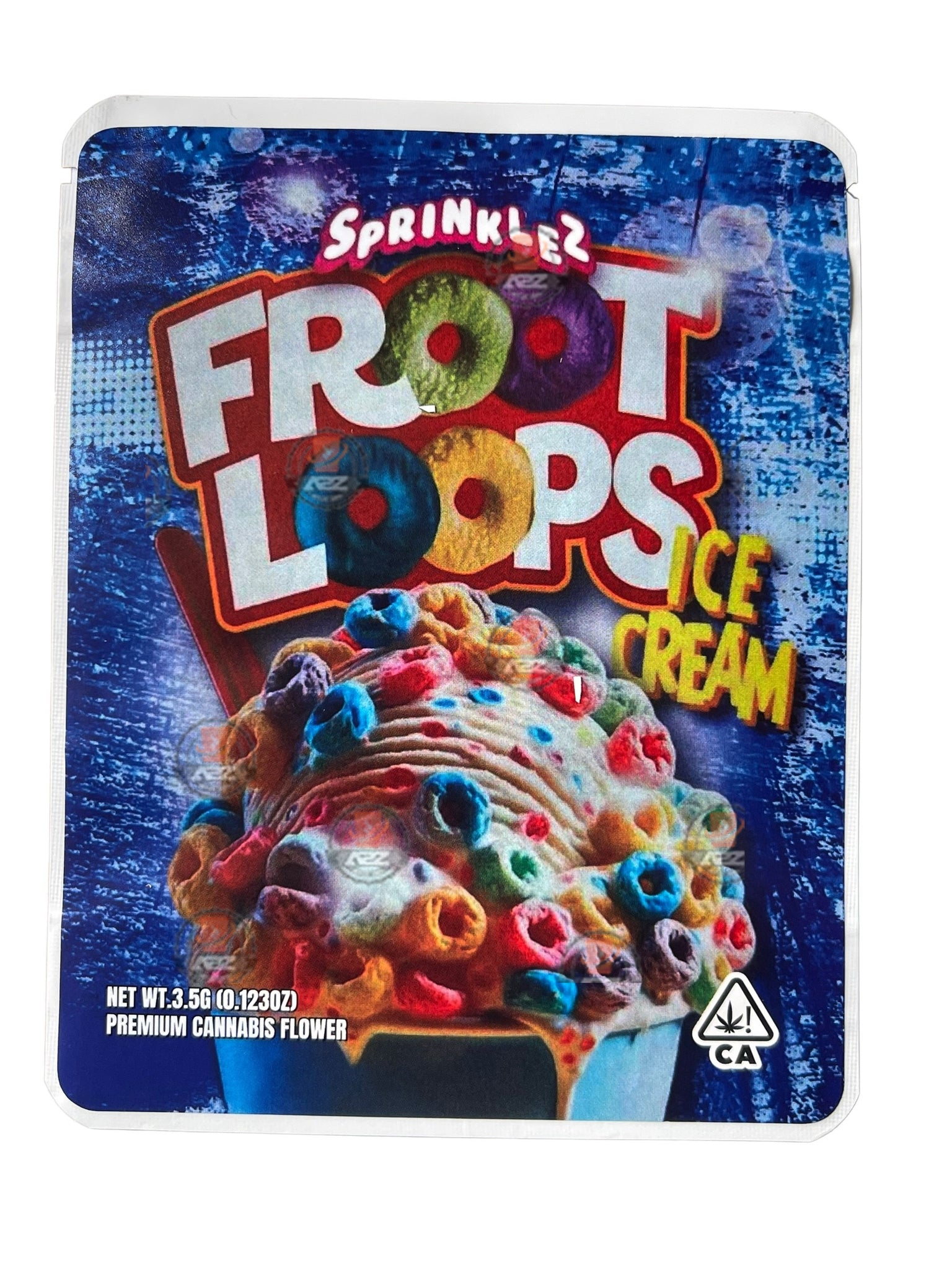 Sprinklez Froot Loops Ice Cream 3.5G Mylar Bags With stickers and