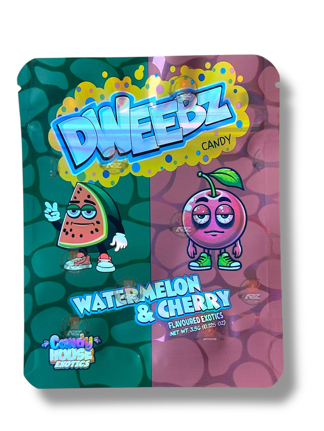 Dweebz Candy Watermelon & Cherry Mylar Bag 3.5g shape bag