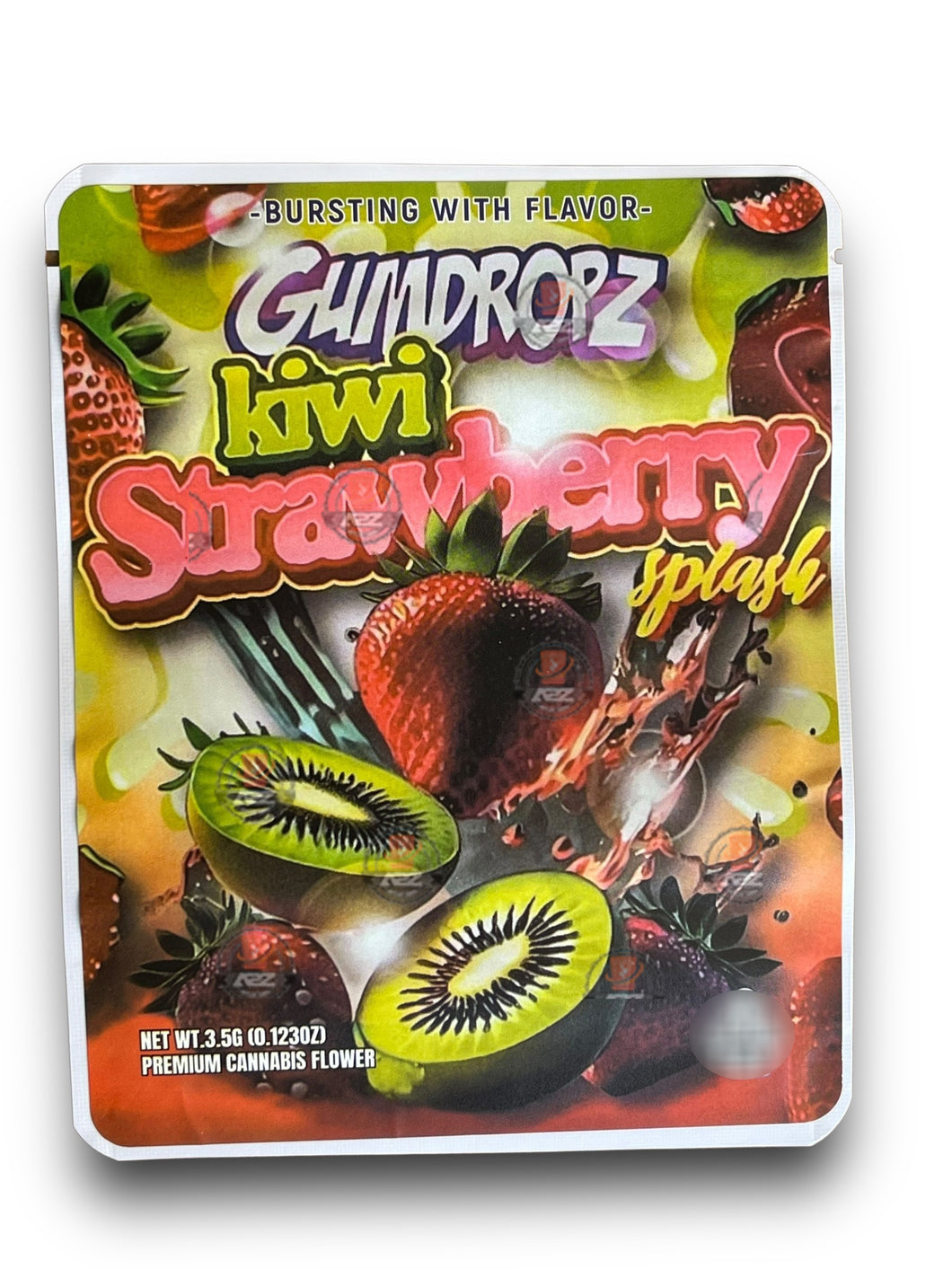 Sprinklez Gumdropz Kiwi Strawberry 3.5G Mylar Bags -With stickers and label