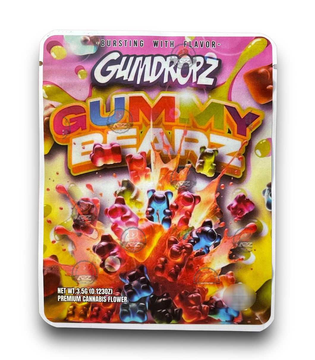 Sprinklez Gumdropz Gummy Bearz 3.5G Mylar Bags -With stickers and label Gummy Bears