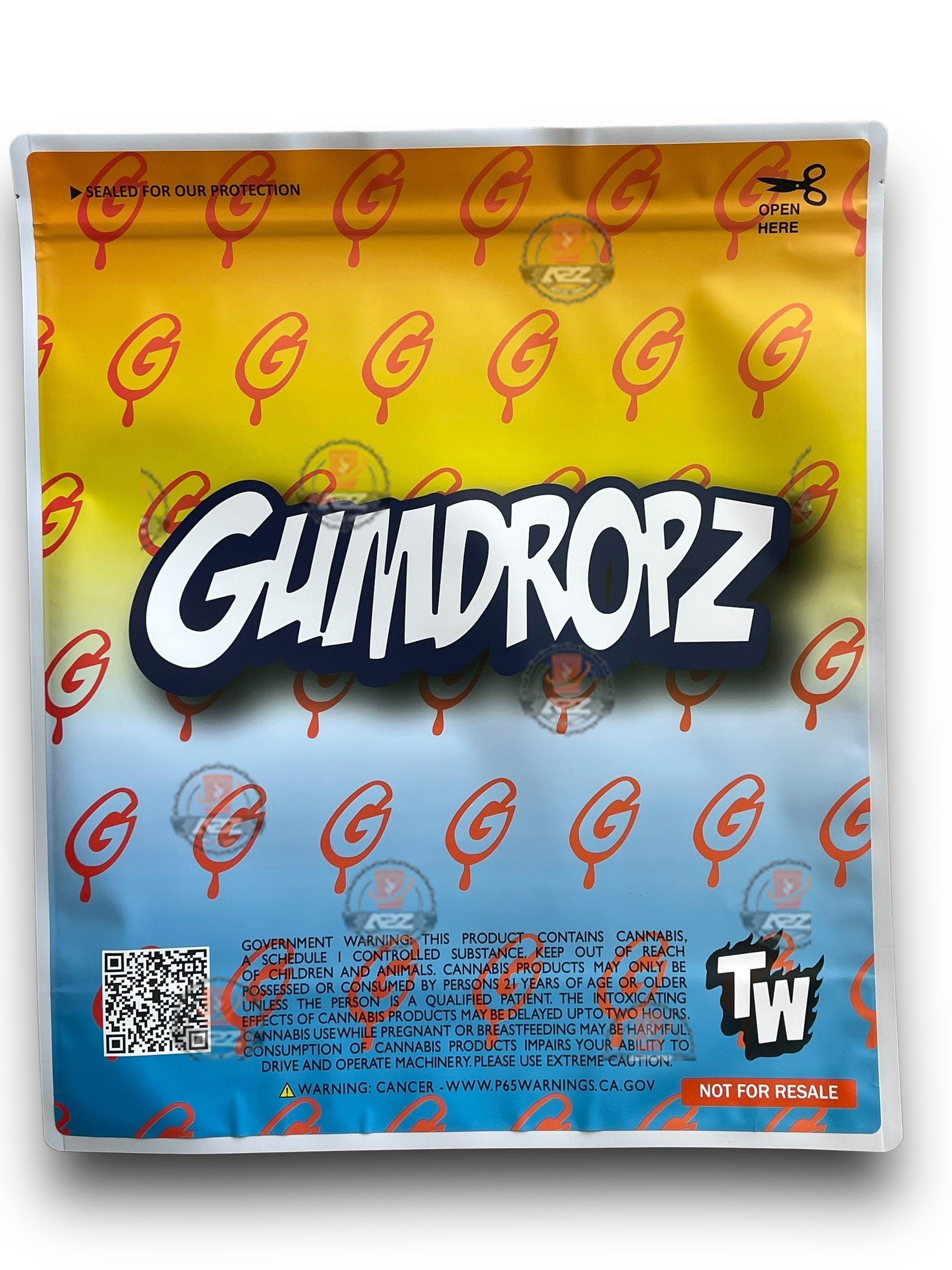 Gumdropz Gummi Peachieos 1 Pound sticker Mylar Bag Net
