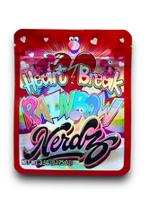 Load image into Gallery viewer, Heart Break Rainbow Nerdz 3.5G Mylar Bags Holographic Mylar Packaging
