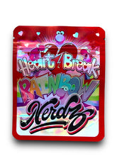 Load image into Gallery viewer, Heart Break Rainbow Nerdz 3.5G Mylar Bags Holographic Mylar Packaging
