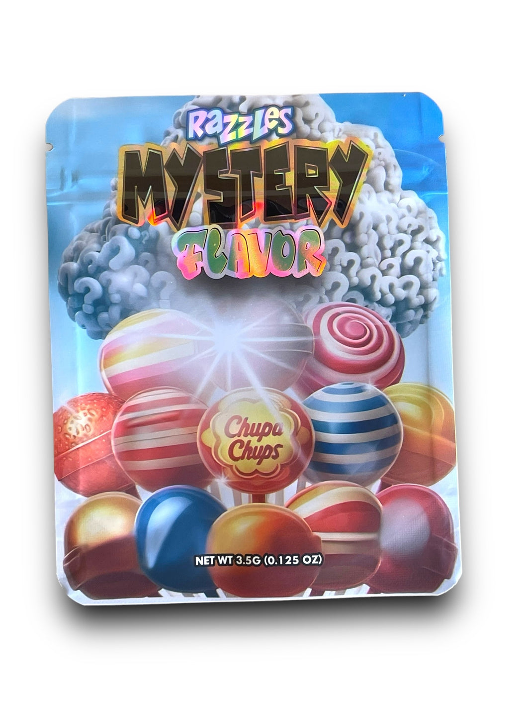 Razzles Mystery Flavor Chupa Chups 3.5G Mylar Bags Holographic Mylar Packaging