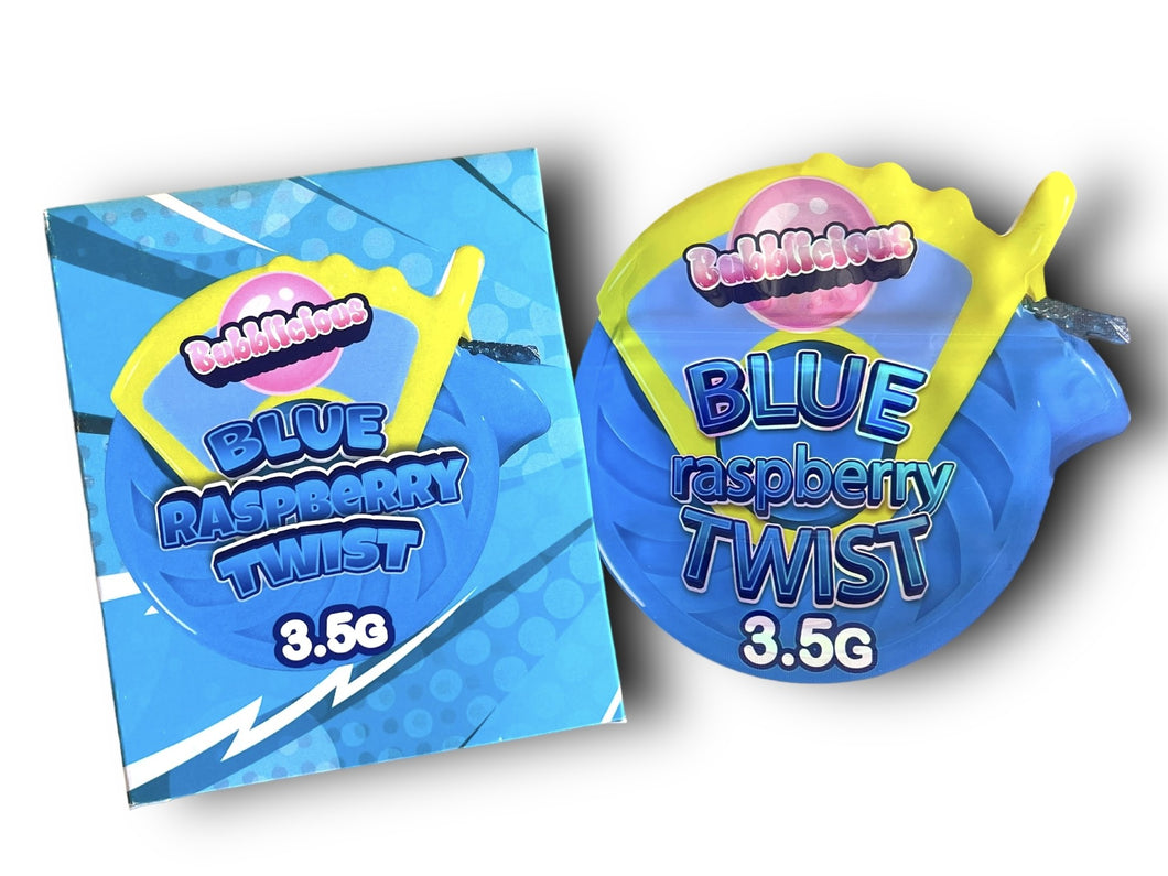 Bubblicious Blue Raspberry Twist Mylar Bags with Boxes 3.5g Box Packaging Holographic