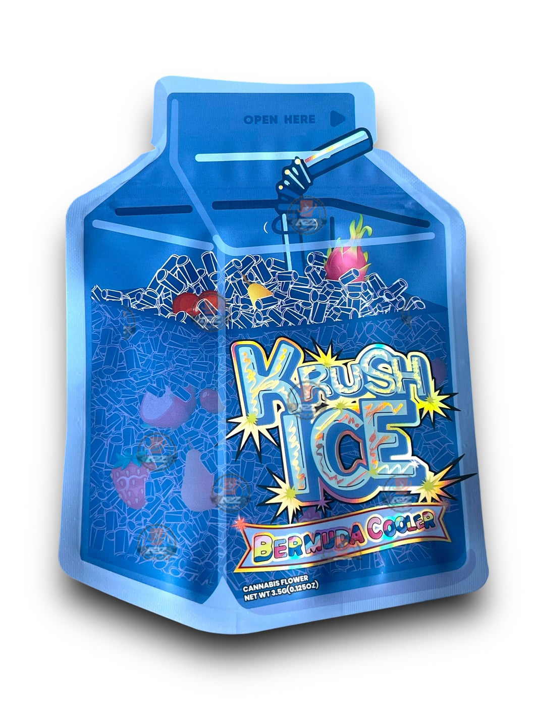 Krush Ice Bermuda Cooler Mylar Bags 3.5g Packaging Holographic