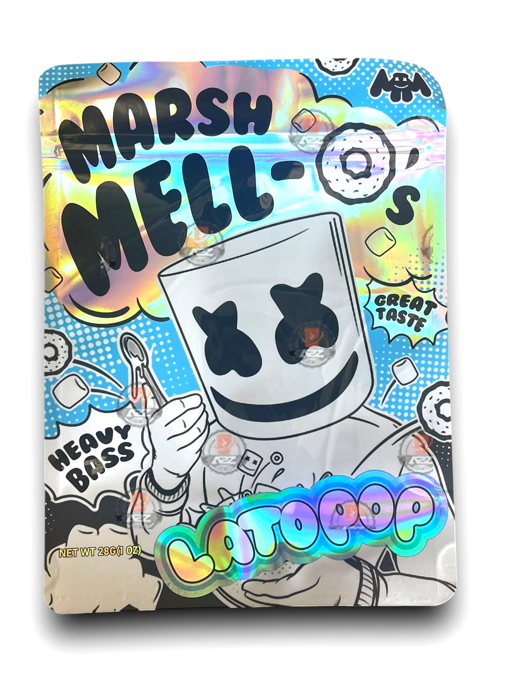 Marshmallows Lato Pop Heavy Bass 1 OZ  28G Mylar empty Mylar bag 1 ounce (50 Count)