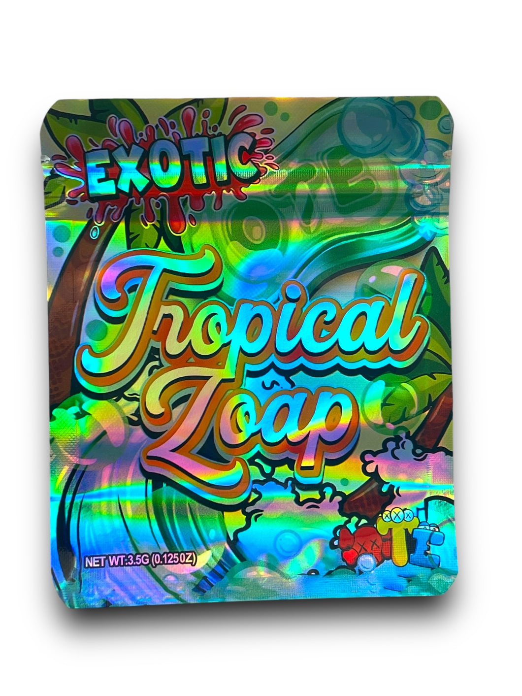 Exotic Tropical Zoap 3.5G Mylar Bags Holographic Mylar Packaging