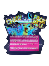 Load image into Gallery viewer, Pika Chew Blu 3.5g Mylar Bag Cut Out-Holographic Blue
