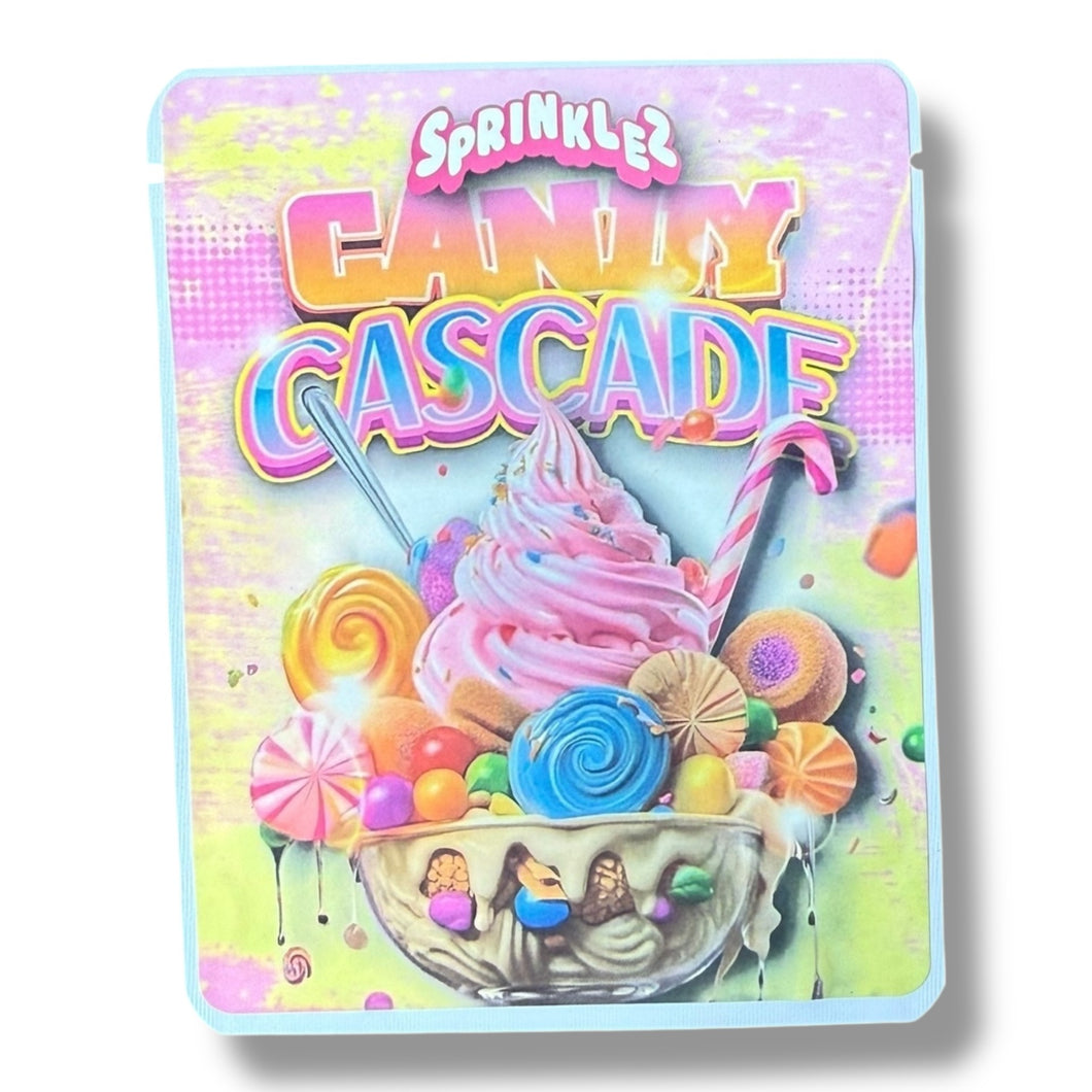 Sprinklez Candy Cascade 3.5G Mylar Bags -With stickers and label