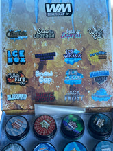 Load image into Gallery viewer, Whole Melt Winter Edition 1oz Glass Jars - Varity Pack 16 Strains in box Empty Jars
